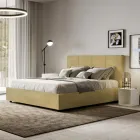 Letto 160x200 cm con Testata a Rettangoli in Microfibra Made in Italy - Brina Viadurini