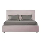 Letto 160x200 cm con Testata a Rettangoli in Microfibra Made in Italy - Brina Viadurini