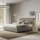 Letto 160x200 cm con Testata a Rettangoli in Similpelle Made in Italy - Brina Viadurini