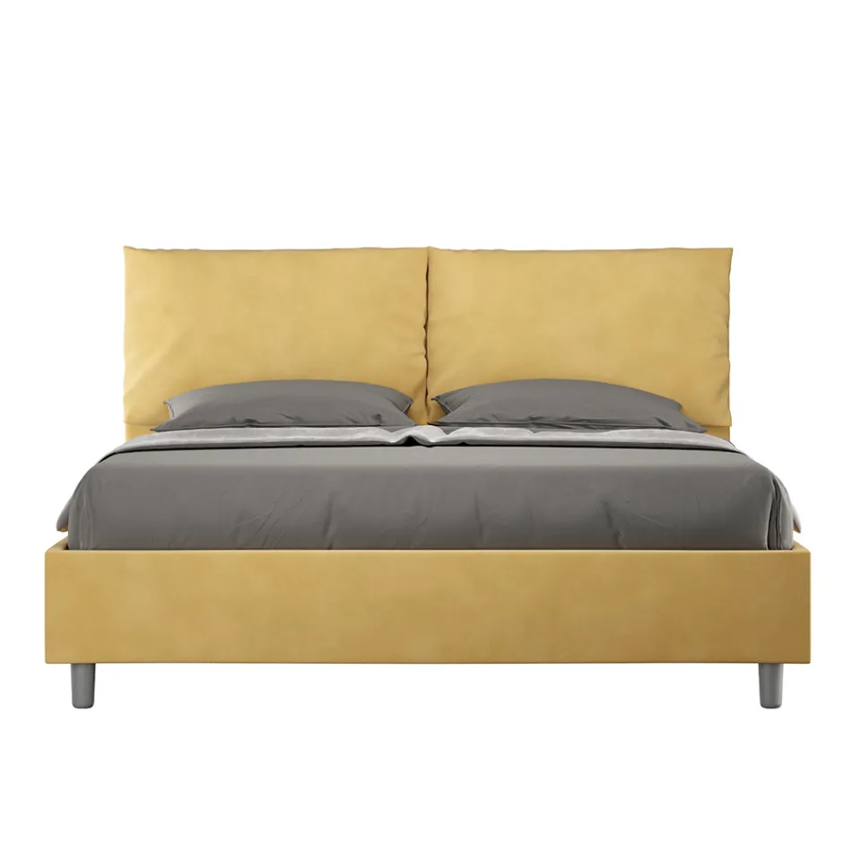 Letto 160x200 cm Testata con Cuscinatura in Microfibra Made in Italy - Olimpiadi Viadurini