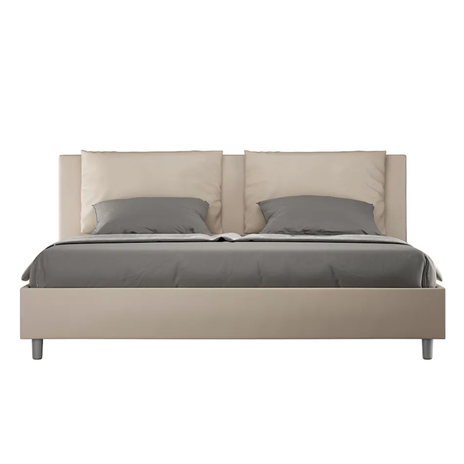 Letto 180x200 cm Testata con Cuscinatura in Similpelle Made in Italy - Olimpiadi Viadurini