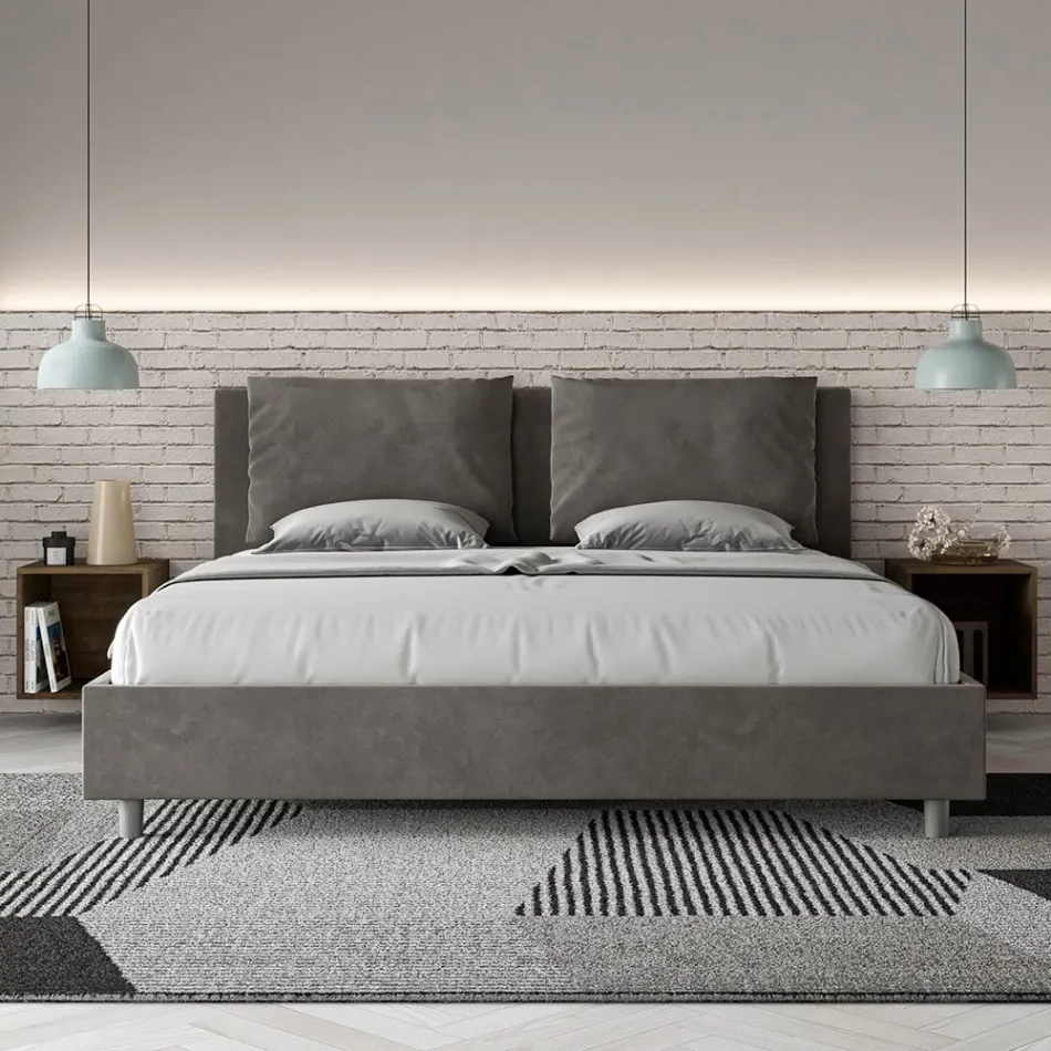 Letto 190x200 cm Testata con Cuscinatura in Microfibra Made in Italy - Olimpiadi Viadurini