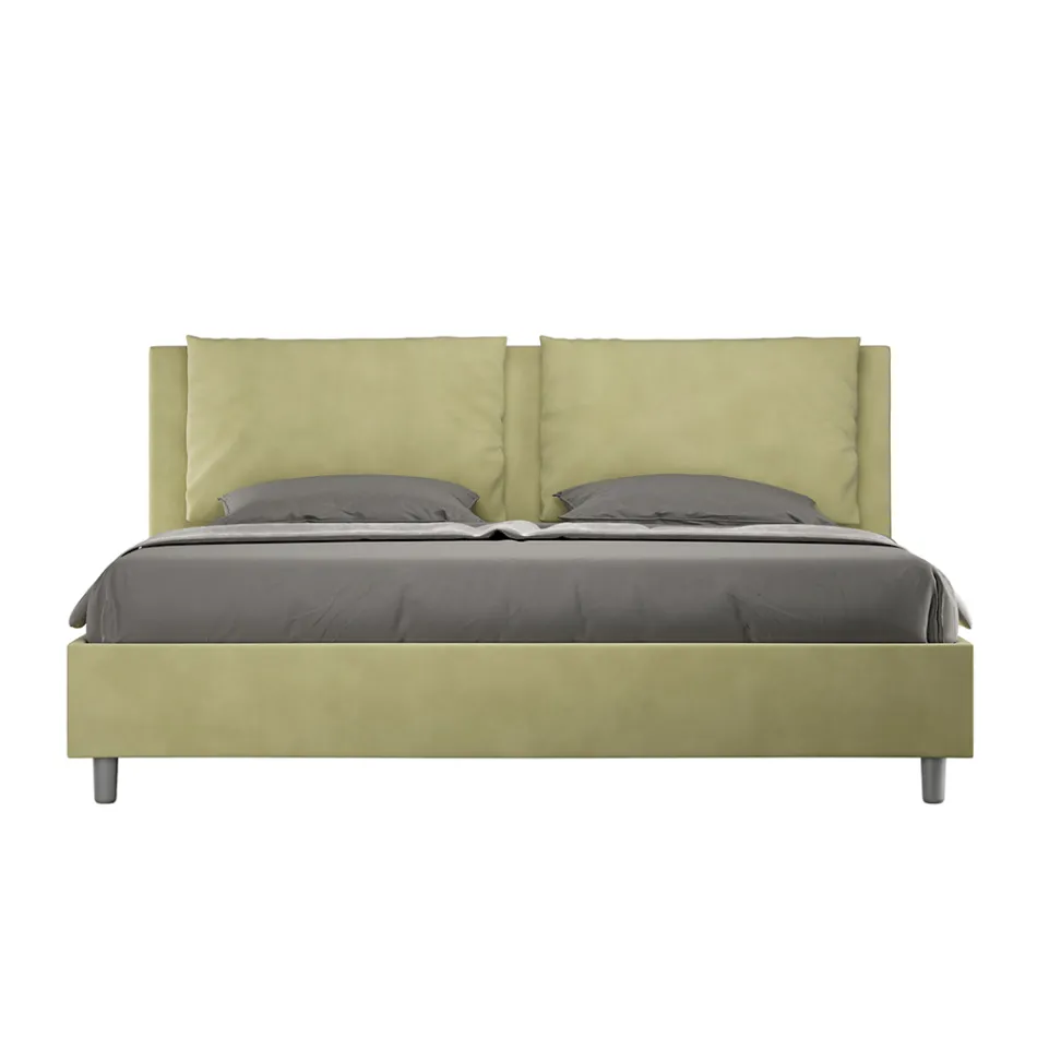 Letto 190x200 cm Testata con Cuscinatura in Microfibra Made in Italy - Olimpiadi Viadurini