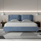 Letto 200x200 cm Testata con Cuscinatura in Microfibra Made in Italy - Olimpiadi Viadurini