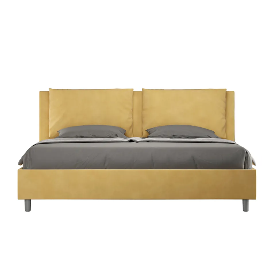 Letto 200x200 cm Testata con Cuscinatura in Microfibra Made in Italy - Olimpiadi Viadurini