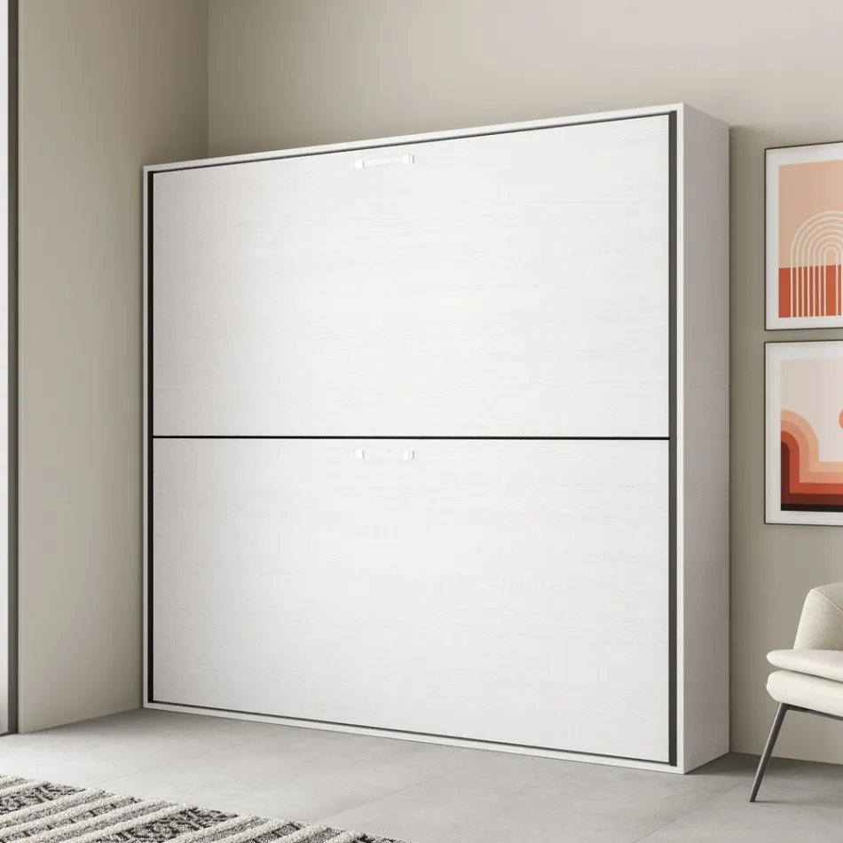 Letto a Castello a Scomparsa Orizzontale Made in Italy - Collaborativo Viadurini