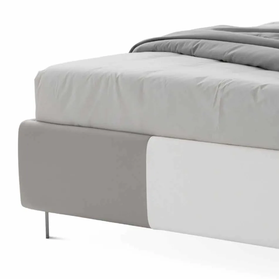 Letto con Contenitore Matrimoniale in Ecopelle Bicolore Made in Italy – Jasmine Viadurini