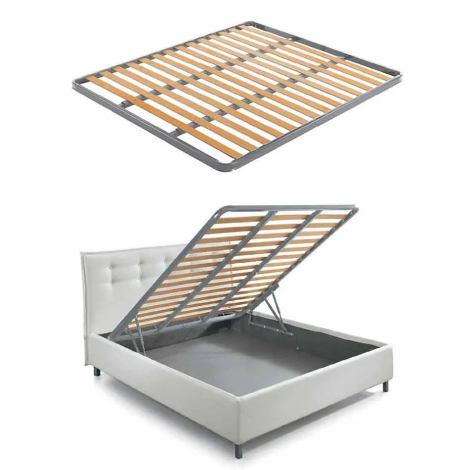 Letto con Contenitore Matrimoniale in Ecopelle Bicolore Made in Italy – Jasmine Viadurini