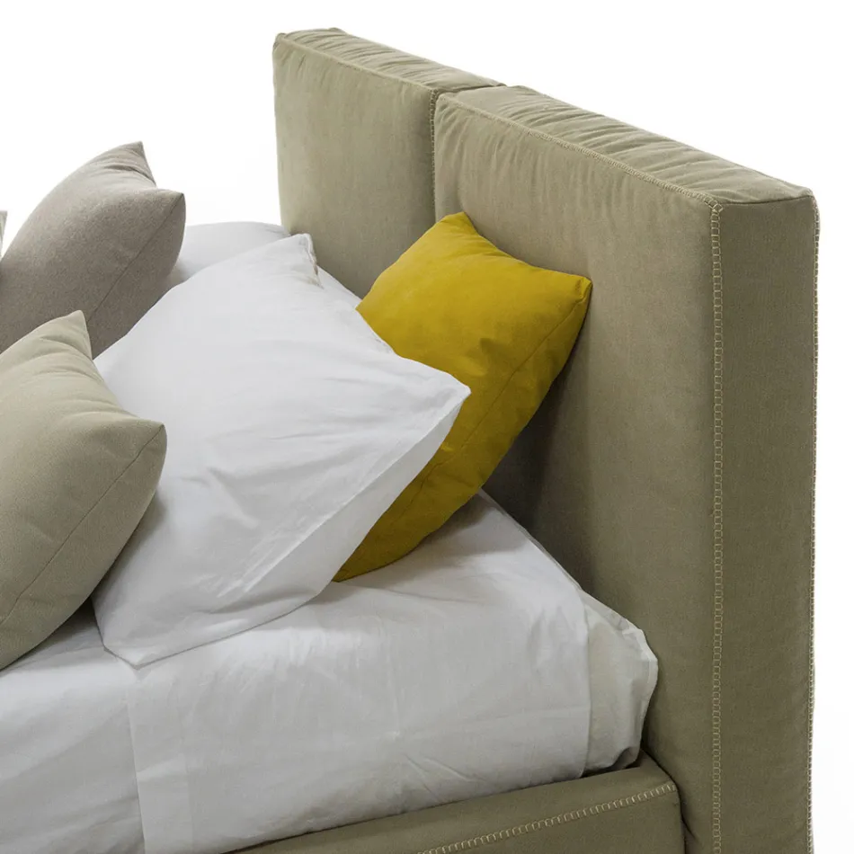 Letto Imbottito Matrimoniale con Box in Tessuto Ecopelle Made in Italy – Deserto Viadurini