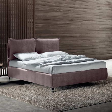 Letto Matrimoniale 160x190 con 2 Soffici Cuscinoni con Balza Perimetrale - Ernesta Viadurini