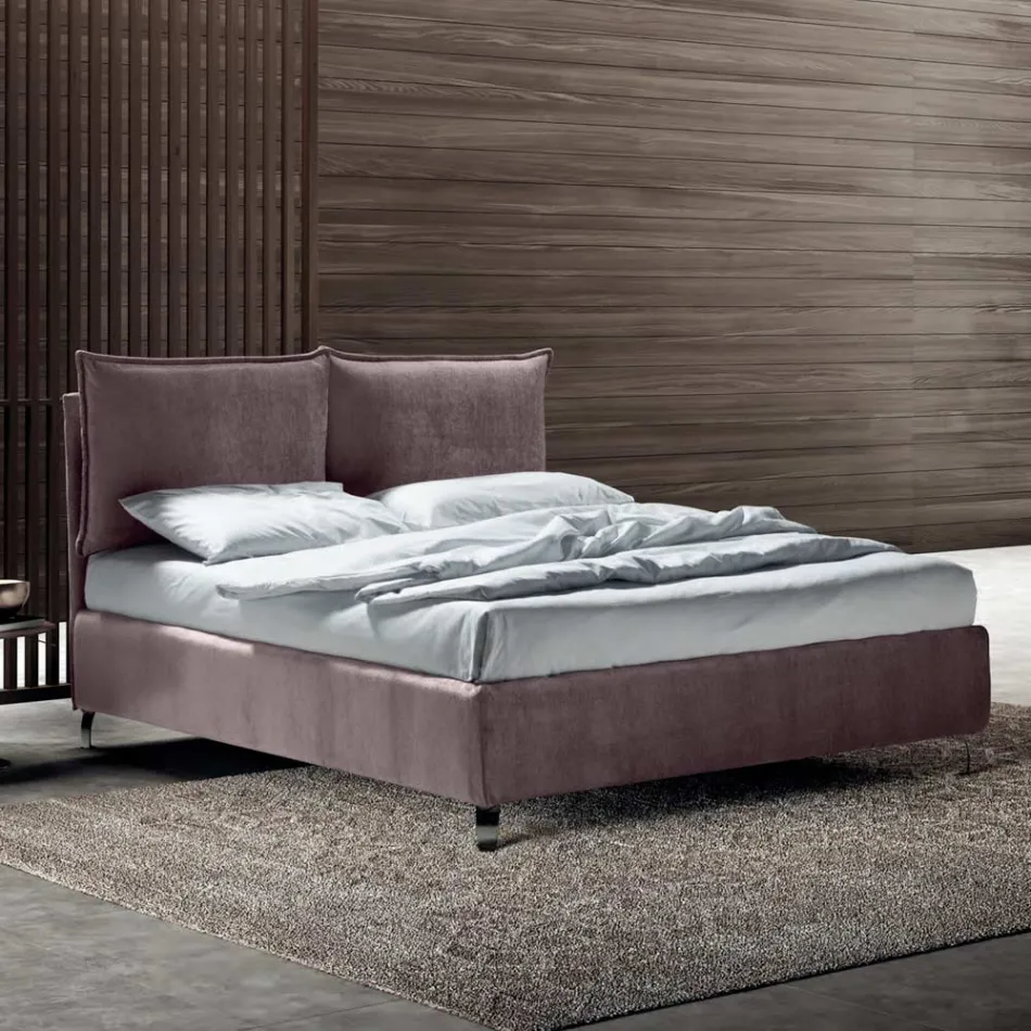 Letto Matrimoniale 160x190 con 2 Soffici Cuscinoni con Balza Perimetrale - Ernesta Viadurini