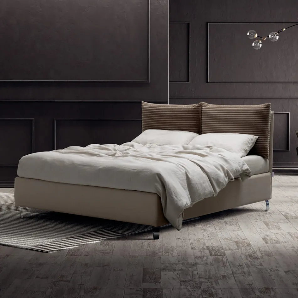Letto Matrimoniale 160x190 con 2 Soffici Cuscinoni nella Testata - Tramonti Viadurini