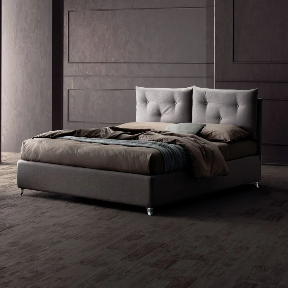 Letto Matrimoniale 160x190 con Bottoncini Decorativi nei Cuscinoni - Raggi Viadurini