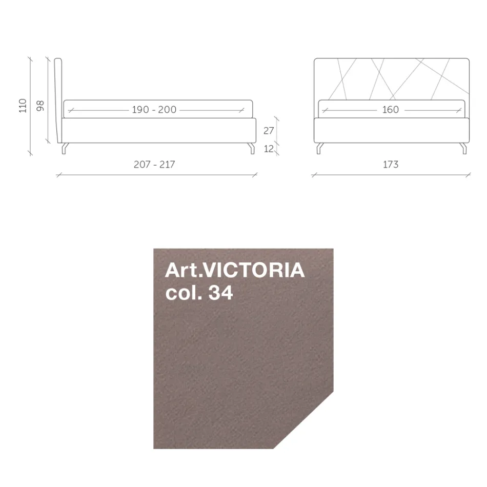 Letto Matrimoniale 160x190 con Lavorazione a Trapuntatura Geometrica - Ciottolino Viadurini