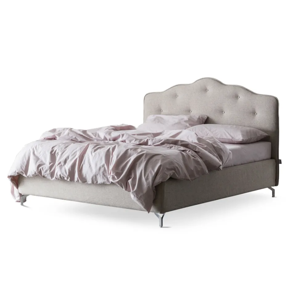 Letto Matrimoniale 160x190 con Testata a Balza Perimetrale e Bottoni - Riposo Viadurini