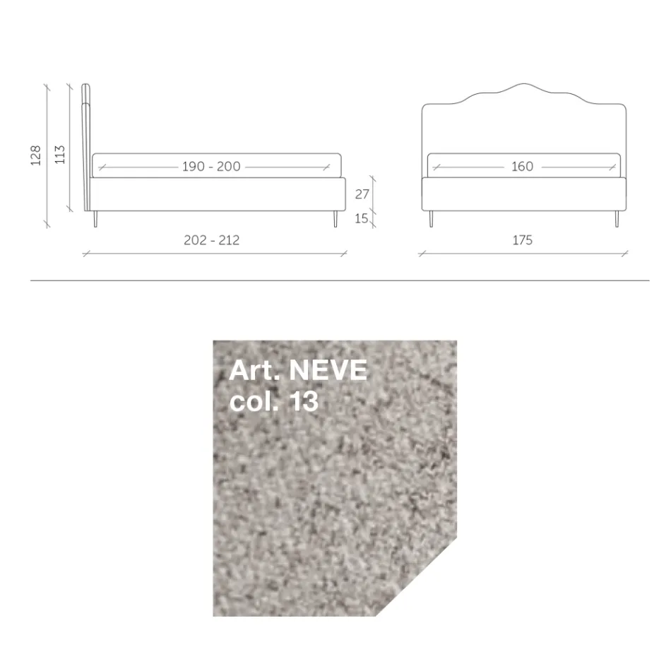 Letto Matrimoniale 160x190 con Testata a Balza Perimetrale Made in Italy - Riposo Viadurini