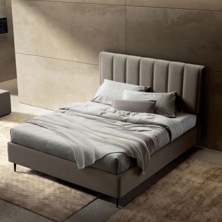 Letto Matrimoniale 160x190 con Trapuntatura a Fasce Larghe Verticali - Magan Viadurini