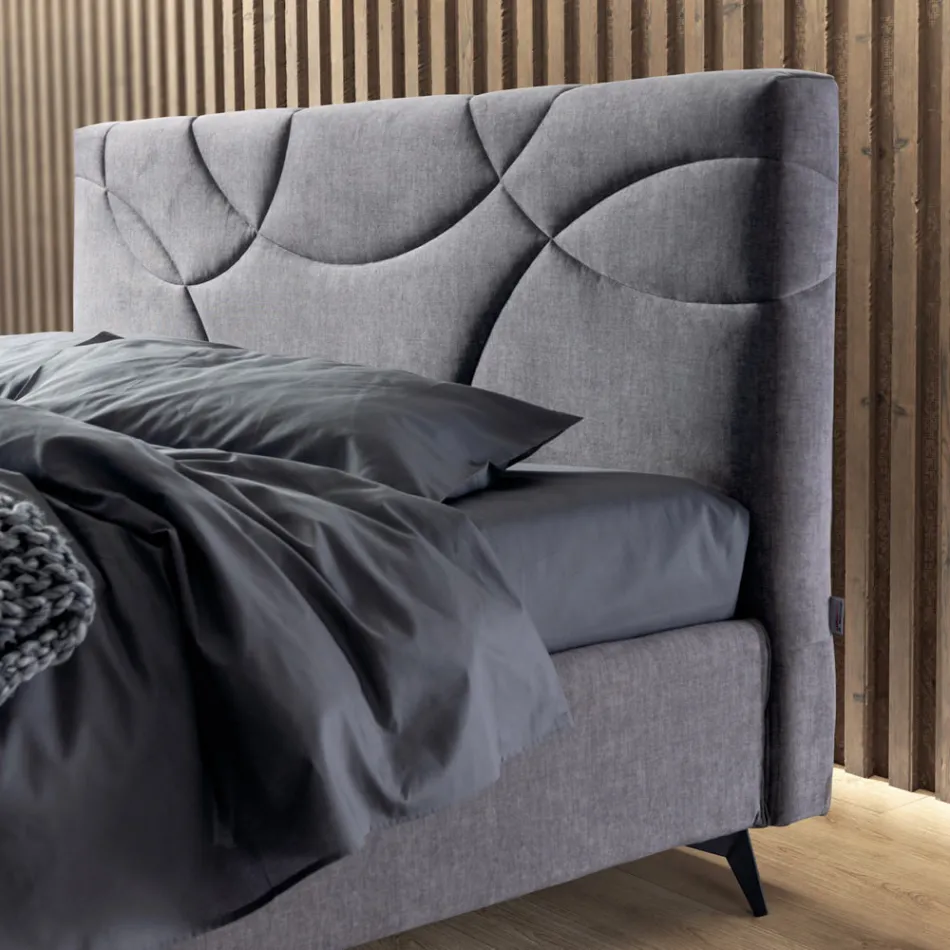 Letto Matrimoniale 160x190 con Trapuntatura di Curve ad Incroci - Girasole Viadurini