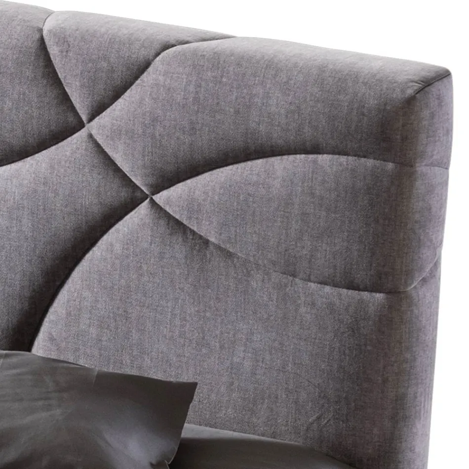 Letto Matrimoniale 160x190 con Trapuntatura di Curve ad Incroci - Girasole Viadurini