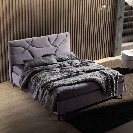 Letto Matrimoniale 160x190 con Trapuntatura di Curve ad Incroci - Girasole Viadurini