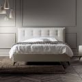 Letto Matrimoniale 160x190 in Tessuto con Testata con Bottoni Made in Italy - Sogni