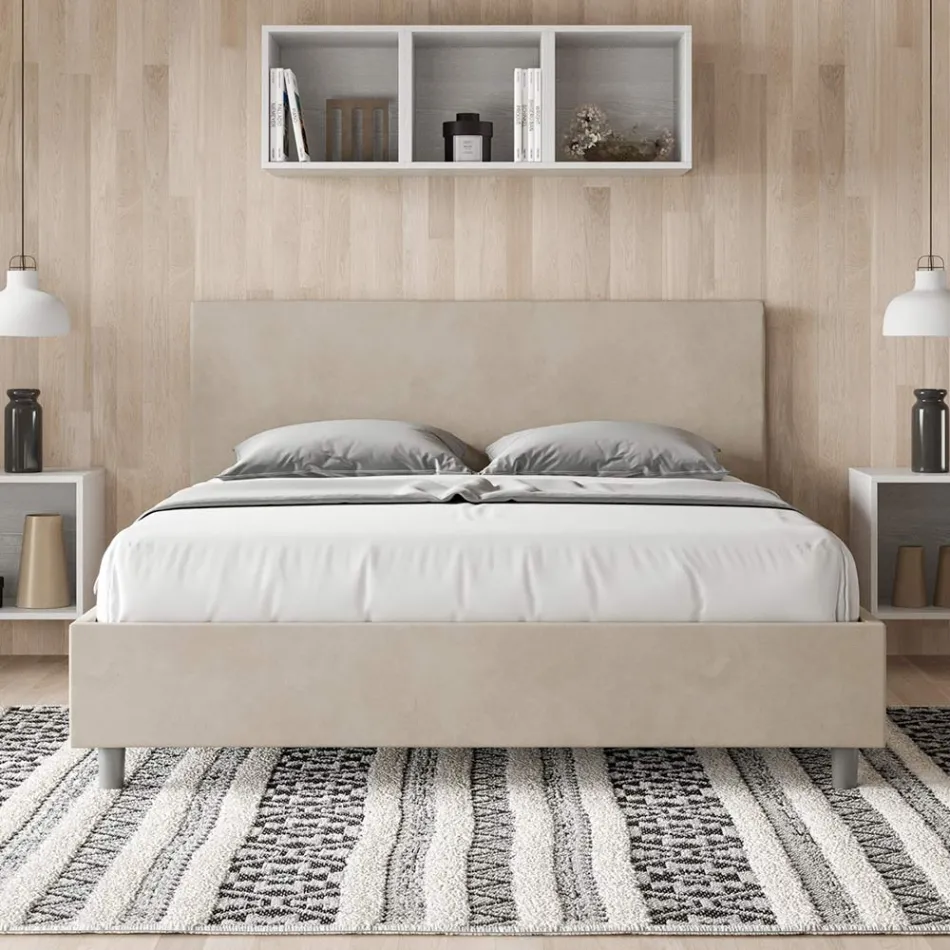 Letto Matrimoniale 160x200 cm con Testata in Microfibra Made in Italy - Pallone Viadurini