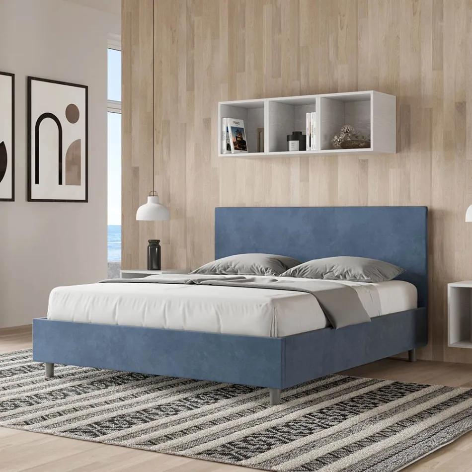 Letto Matrimoniale 160x200 cm con Testata in Microfibra Made in Italy - Pallone Viadurini
