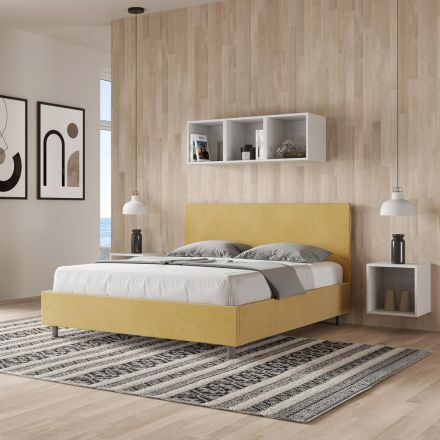 Letto Matrimoniale 160x200 cm con Testata in Microfibra Made in Italy - Pallone Viadurini