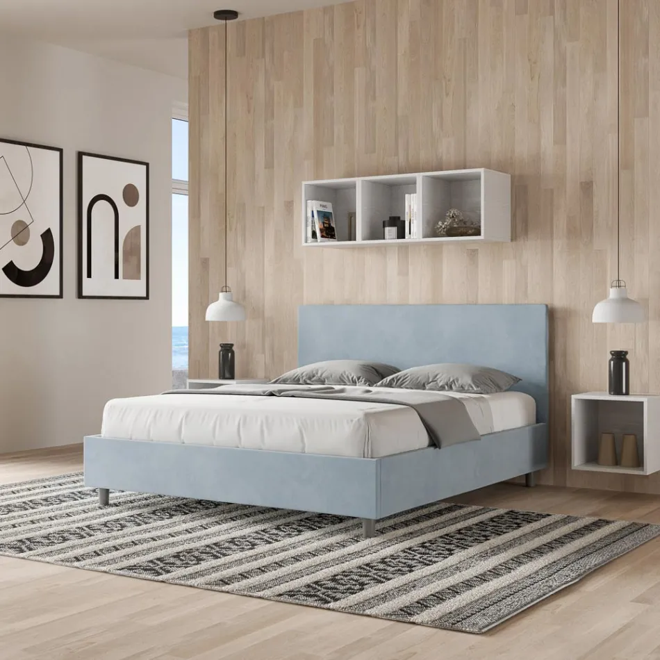 Letto Matrimoniale 160x200 cm con Testata in Microfibra Made in Italy - Pallone Viadurini