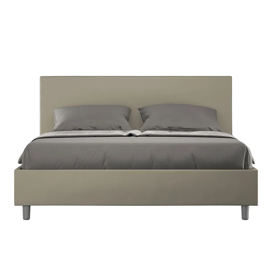 Letto Matrimoniale 160x200 cm con Testata in Similpelle Made in Italy - Pallone Viadurini