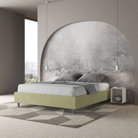 Letto Matrimoniale 160x200 cm Rivestito in Microfibra Made in Italy - Atleta Viadurini
