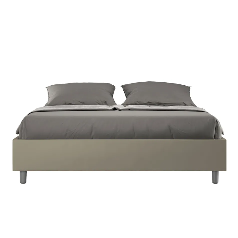 Letto Matrimoniale 160x200 cm Rivestito in Similpelle Made in Italy - Atleta Viadurini