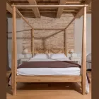 Letto Matrimoniale 160x200 con Baldacchino in Legno Teak Massello - Acquarello Viadurini