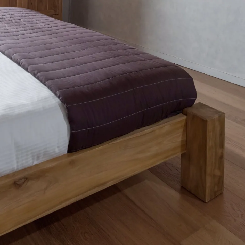 Letto Matrimoniale 160x200 Realizzato in Legno Teak Massello - Affresco Viadurini