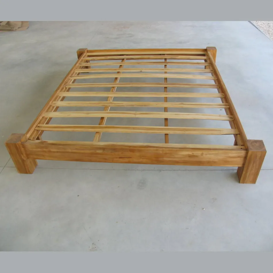 Letto Matrimoniale 160x200 Realizzato in Legno Teak Massello - Affresco Viadurini