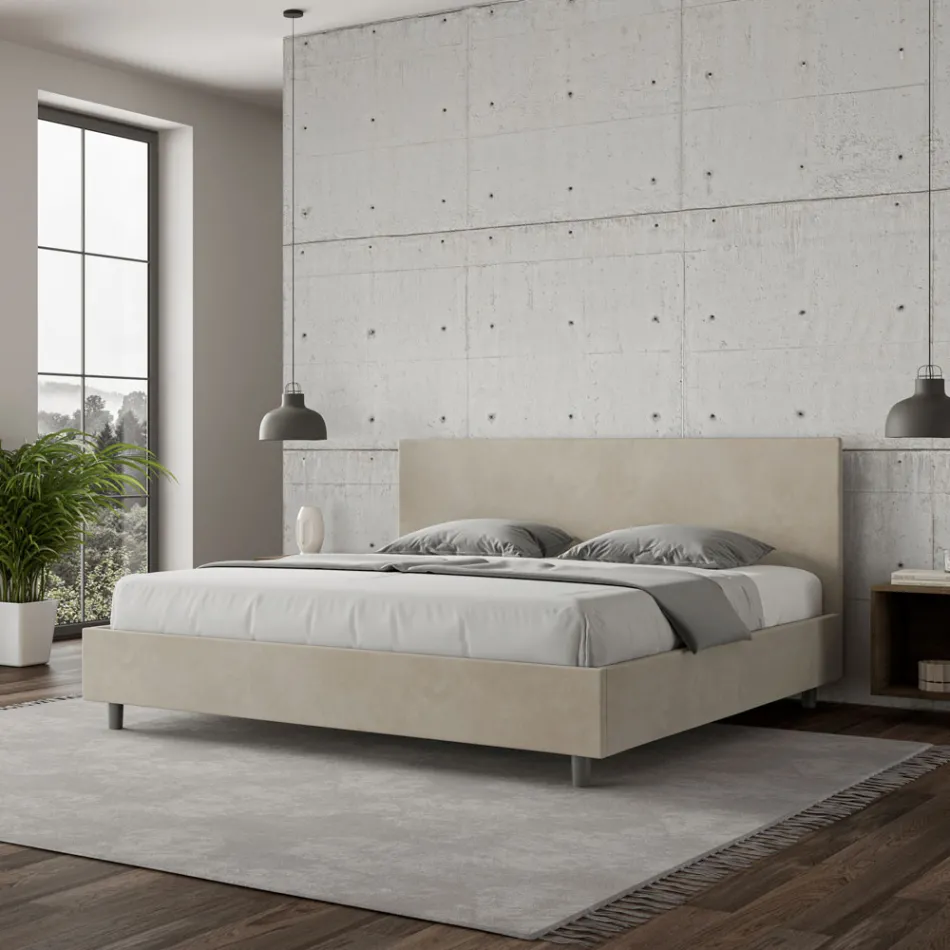 Letto Matrimoniale 180x200 cm con Testata in Microfibra Made in Italy - Pallone Viadurini