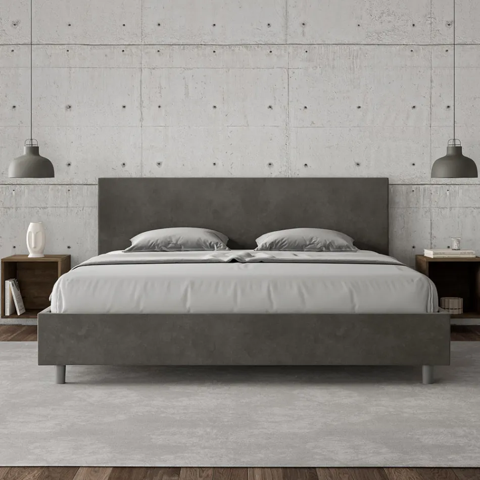 Letto Matrimoniale 180x200 cm con Testata in Microfibra Made in Italy - Pallone Viadurini