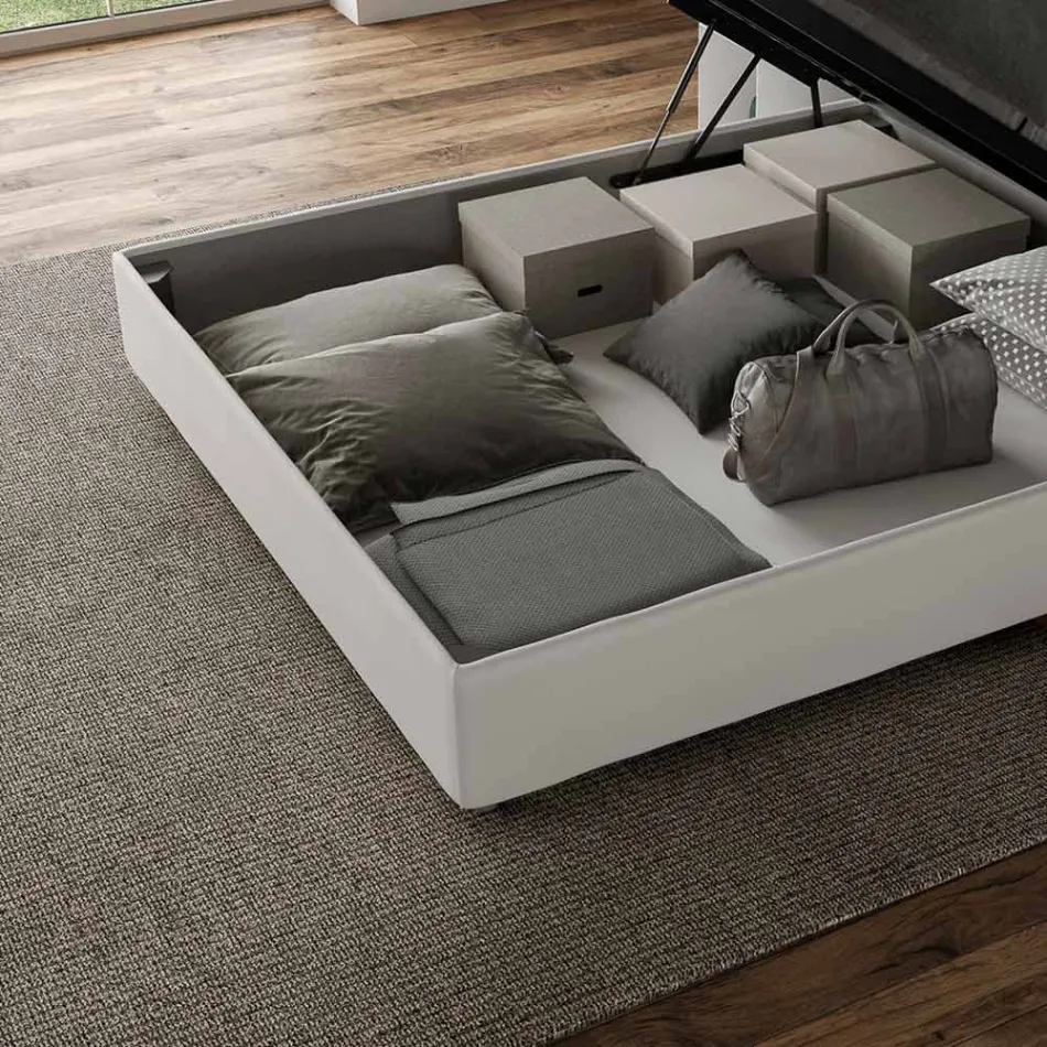 Letto Matrimoniale 180x200 cm con Testata in Similpelle Made in Italy - Pallone Viadurini