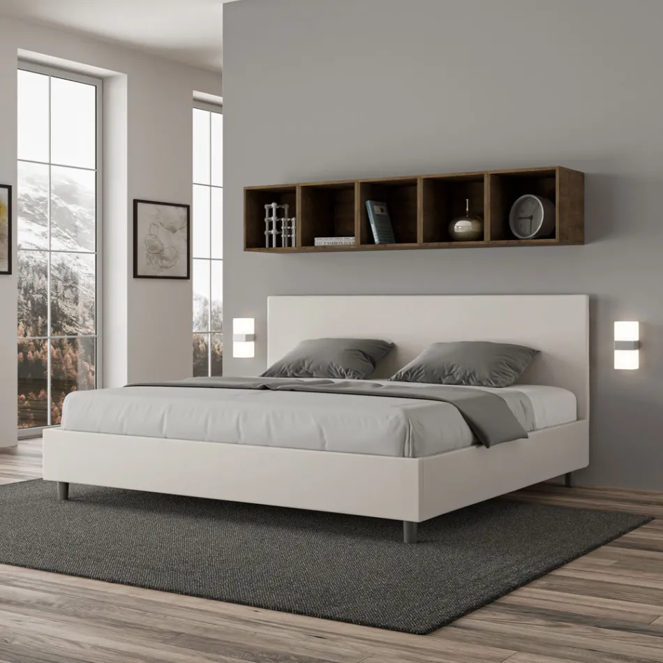 Letto Matrimoniale 180x200 cm con Testata in Similpelle Made in Italy - Pallone Viadurini