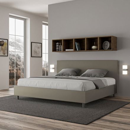 Letto Matrimoniale 180x200 cm con Testata in Similpelle Made in Italy - Pallone Viadurini