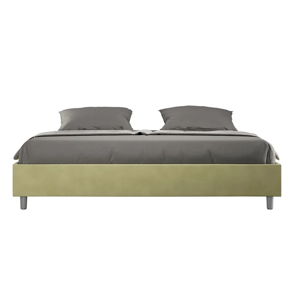Letto Matrimoniale 180x200 cm Rivestito in Microfibra Made in Italy - Atleta Viadurini