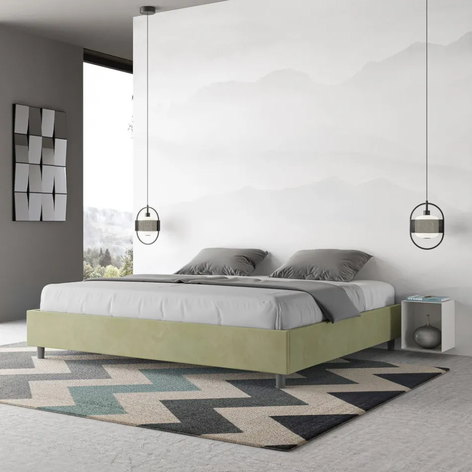 Letto Matrimoniale 180x200 cm Rivestito in Microfibra Made in Italy - Atleta Viadurini
