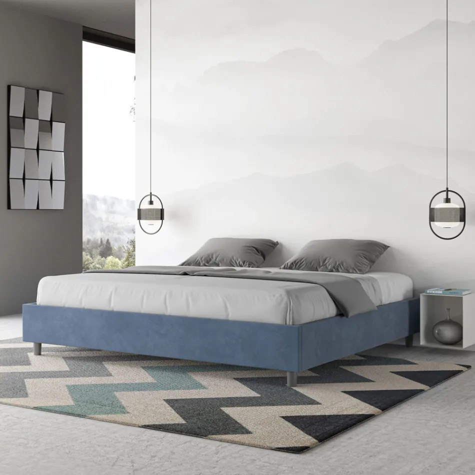 Letto Matrimoniale 180x200 cm Rivestito in Microfibra Made in Italy - Atleta Viadurini