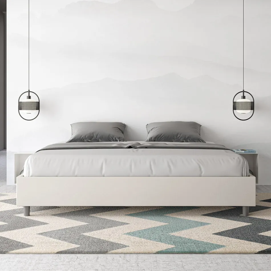 Letto Matrimoniale 180x200 cm Rivestito in Similpelle Made in Italy - Atleta Viadurini