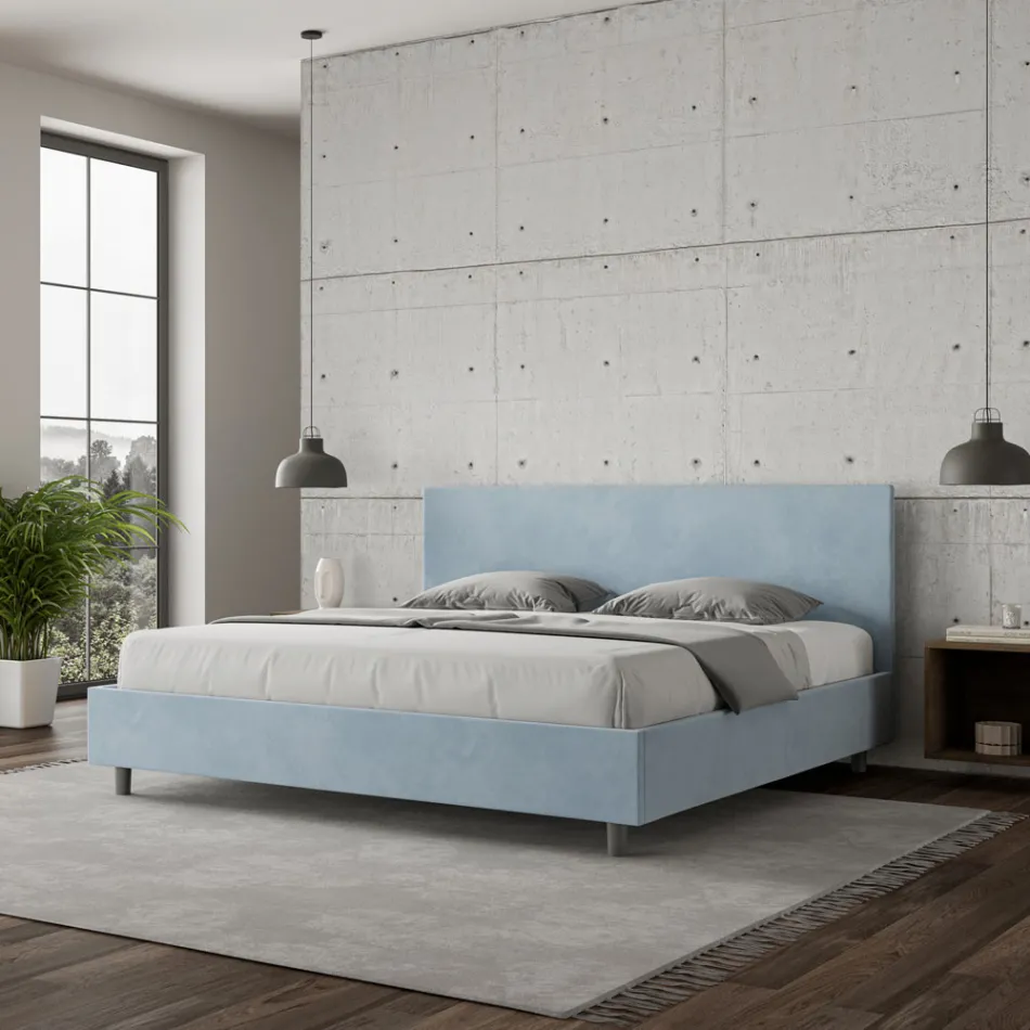 Letto Matrimoniale 190x200 cm con Testata in Microfibra Made in Italy - Pallone Viadurini