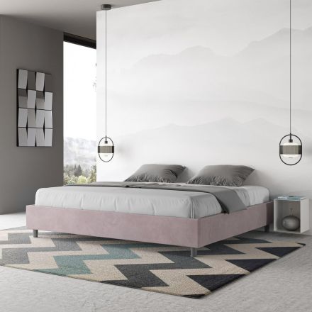 Letto Matrimoniale 190x200 cm Rivestito in Microfibra Made in Italy - Atleta Viadurini