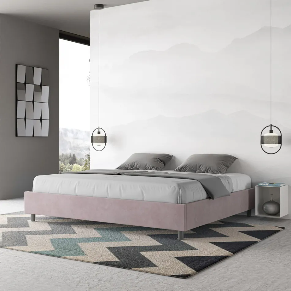 Letto Matrimoniale 190x200 cm Rivestito in Microfibra Made in Italy - Atleta Viadurini