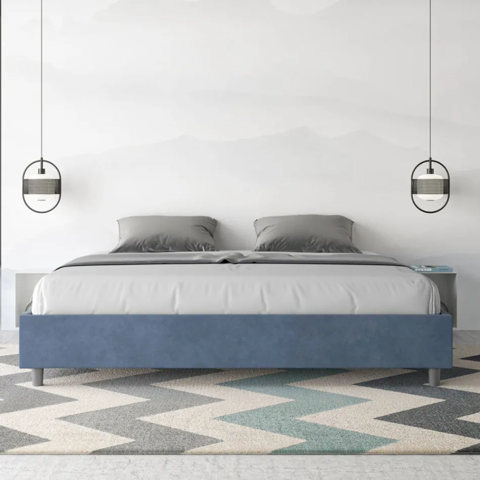 Letto Matrimoniale 190x200 cm Rivestito in Microfibra Made in Italy - Atleta Viadurini