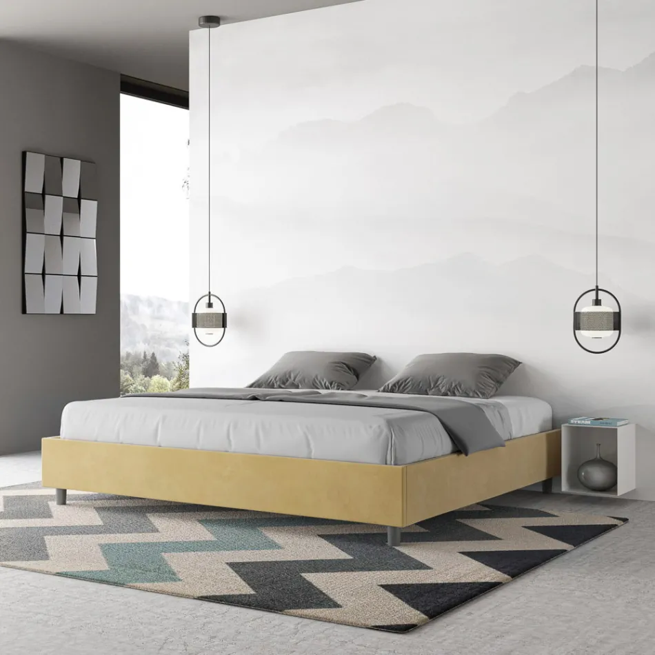 Letto Matrimoniale 190x200 cm Rivestito in Microfibra Made in Italy - Atleta Viadurini
