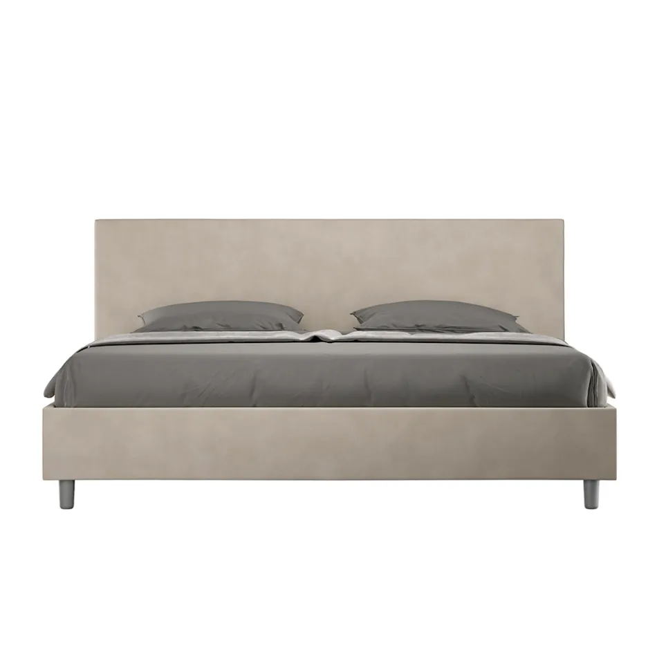 Letto Matrimoniale 200x200 cm con Testata in Microfibra Made in Italy - Pallone Viadurini
